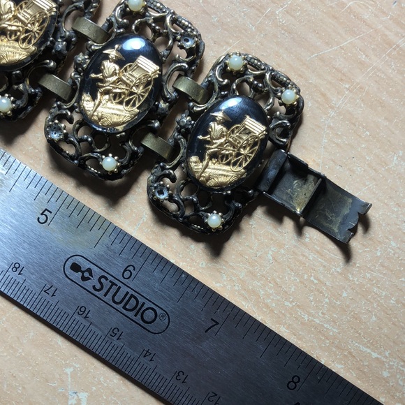 Vintage Intaglio Cabochon Link Bracelet/Earrings-Selro Selini?  Rickshaw - Picture 14 of 17